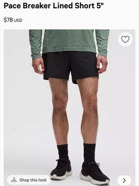 lululemon athletica Black Pace Breaker Lined 5" Shorts